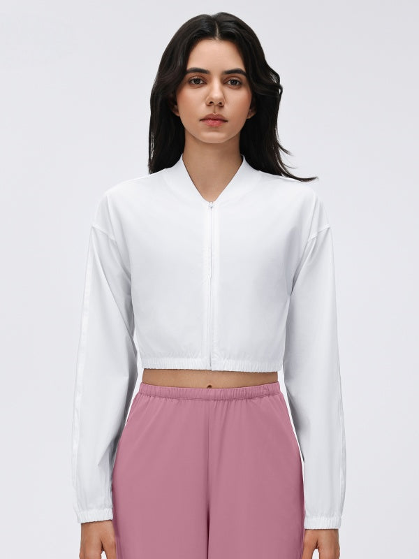 Flexvibe Women's Slim Waist Cropped Jacket, Lightweight Zip Up Outdoor Fitness Sports Coat