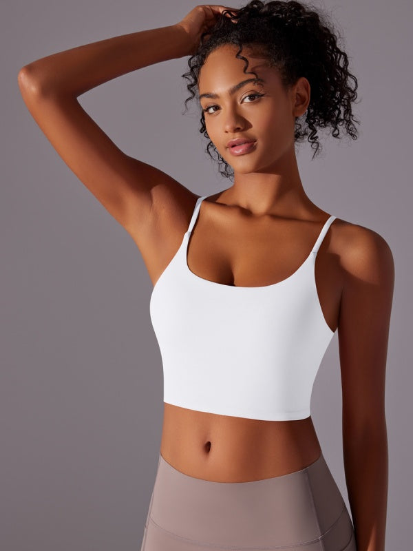 Flexvibe Double-Sided Nylon Sports Bra Semi-Fixed Cup High Elastic Tight Fit
