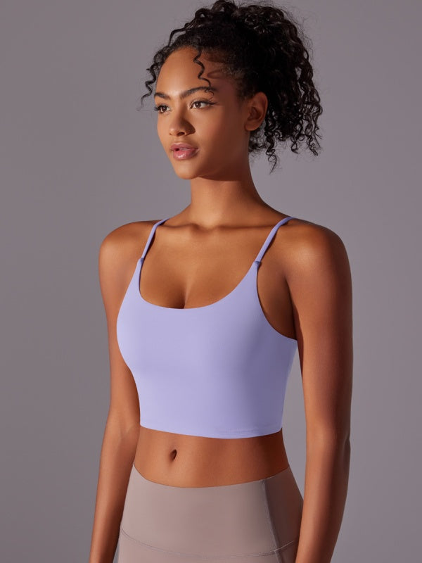 Flexvibe Double-Sided Nylon Sports Bra Semi-Fixed Cup High Elastic Tight Fit
