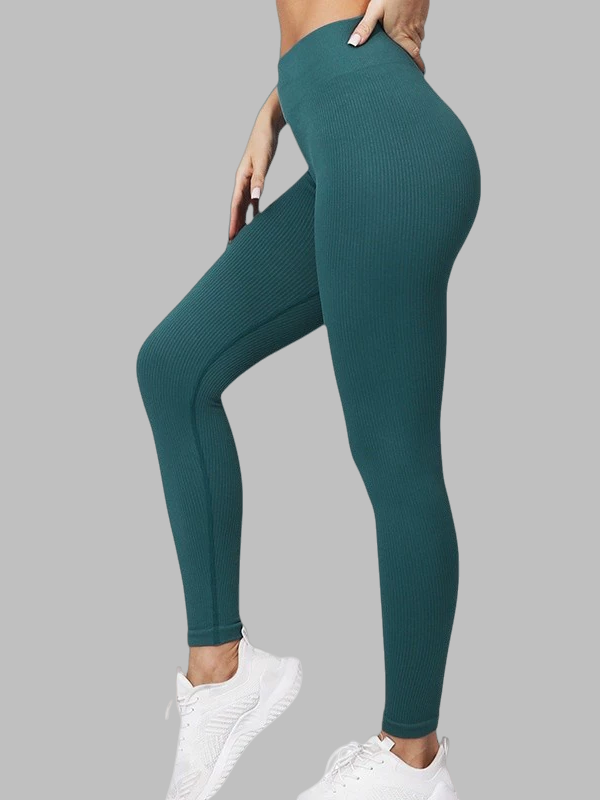 Flexvibe High Waisted Seamless Yoga Leggings - Fleece-Like Thin Stripes Naked Feel No Camel Toe