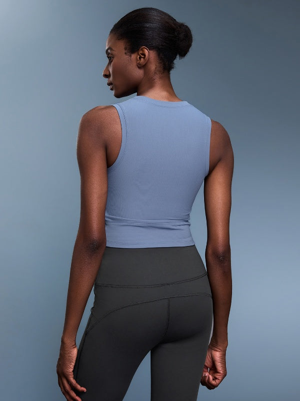 Flexvibe Breathable High Stretch Workout Vest - Fixed Pad Shockproof Built-in Bra