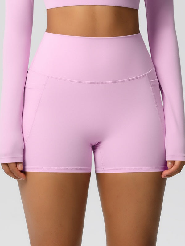 Flexvibe High-Waisted Brushed Yoga Shorts with Pockets - Tummy Control Butt Lifting Gym