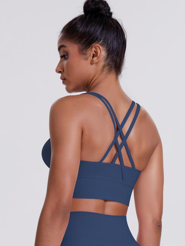 Flexvibe Brushed Cross Back Sports Bra High Support Breathable Removable Pads
