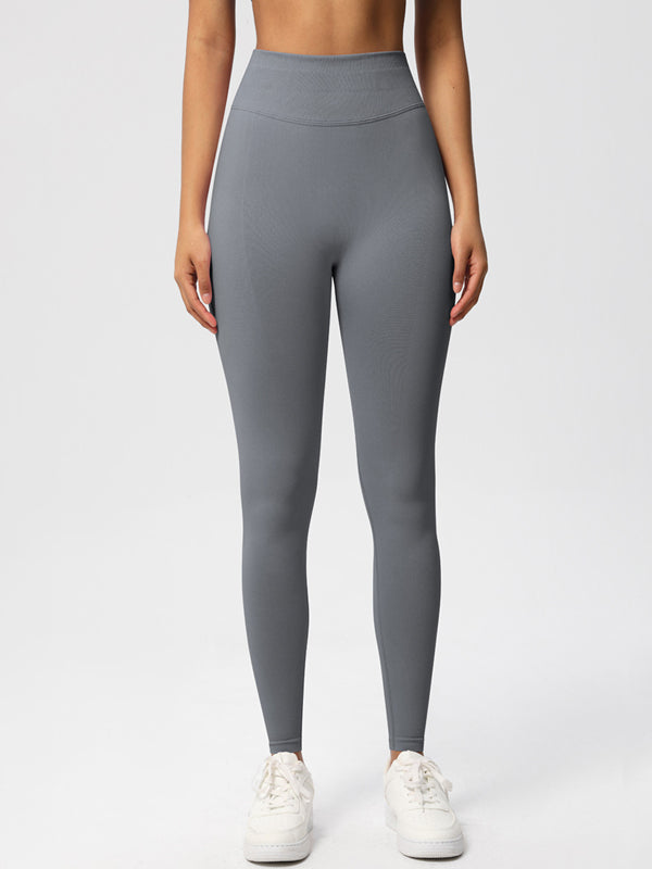 Flexvibe High Waisted Seamless Yoga Leggings - Solid Color Butt Lifting Tummy Control 4-Way Stretch