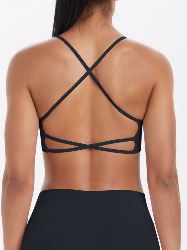 Flexvibe Crisscross Backless Yoga Bra Thin Strap High Elastic Sweat-Wicking