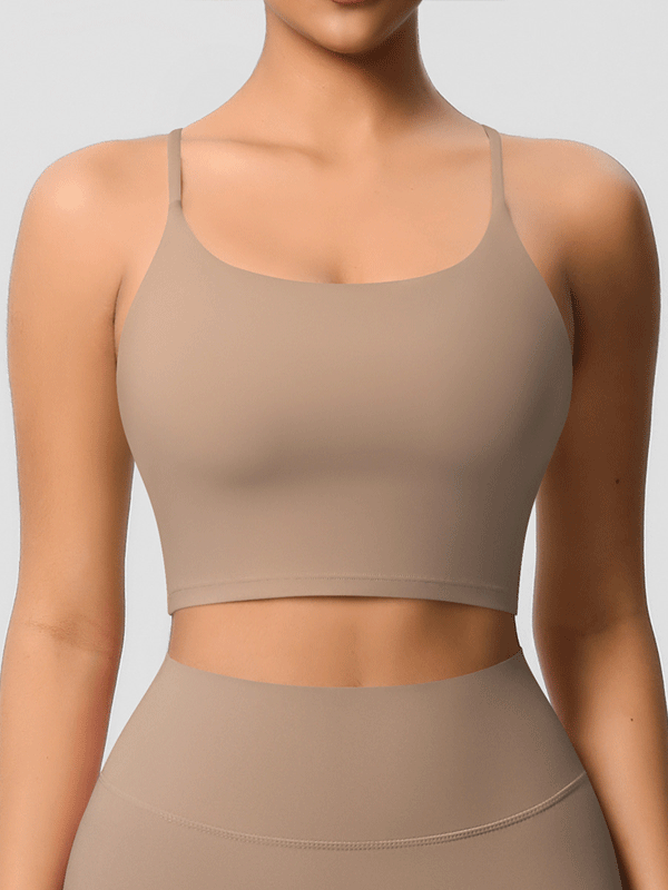 Flexvibe Double-Sided Fleece Thin-Strap Sports Bra - Abdominal Shaping Gym Yoga