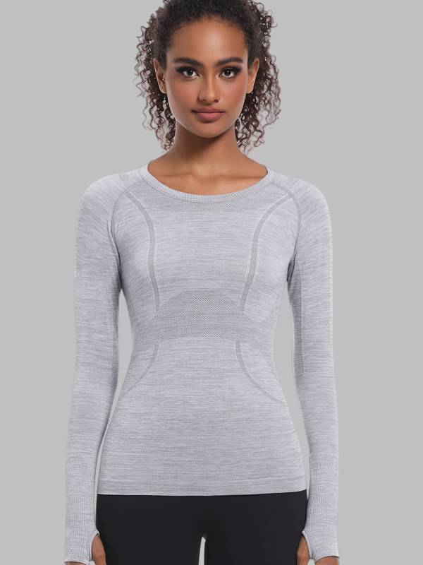 Flexvibe Seamless One-Piece Sports Top - Quick-Drying Slim-Fit Figure-Flattering Long Sleeve