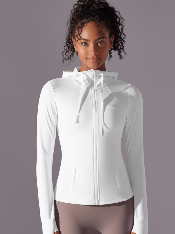 Flexvibe Zipper Pocket Hooded Sports Jacket - Breathable Slim-Fit Versatile Athletic Outerwear