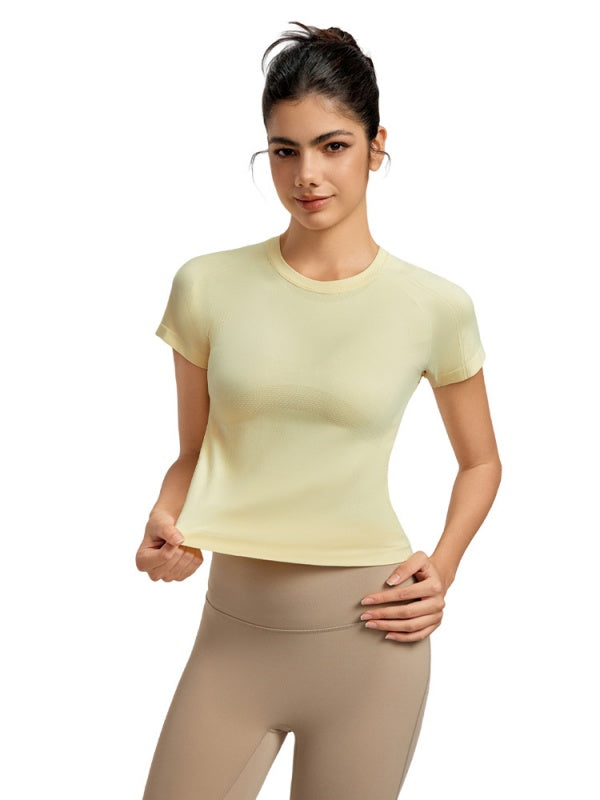 Flexvibe Women’s Gym Slim Fit T-Shirt - Barely-There Seamless Waist Cinching Sweat-Absorbing