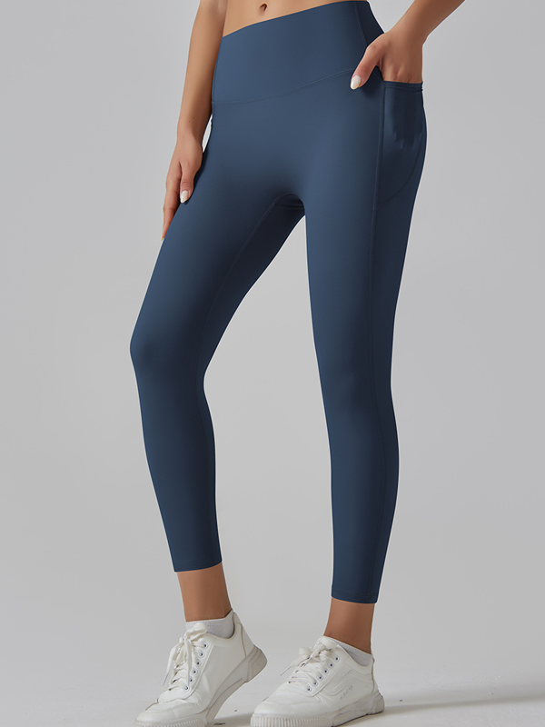 Flexvibe High Waisted Seamless Yoga Leggings - Barely There Side Pockets Butt Lifting Quick Dry