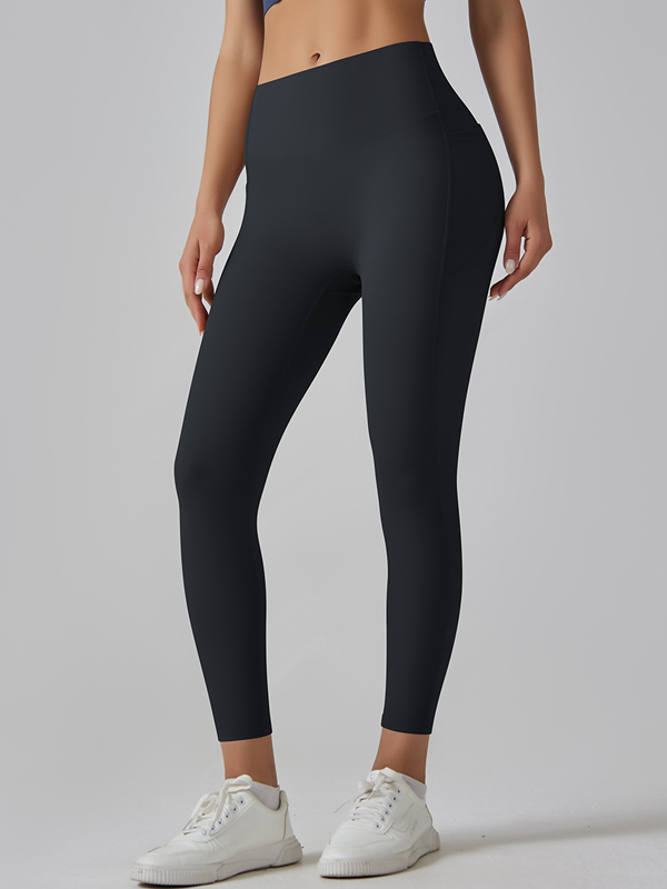 Flexvibe High Waisted Seamless Yoga Leggings - Barely There Side Pockets Butt Lifting Quick Dry