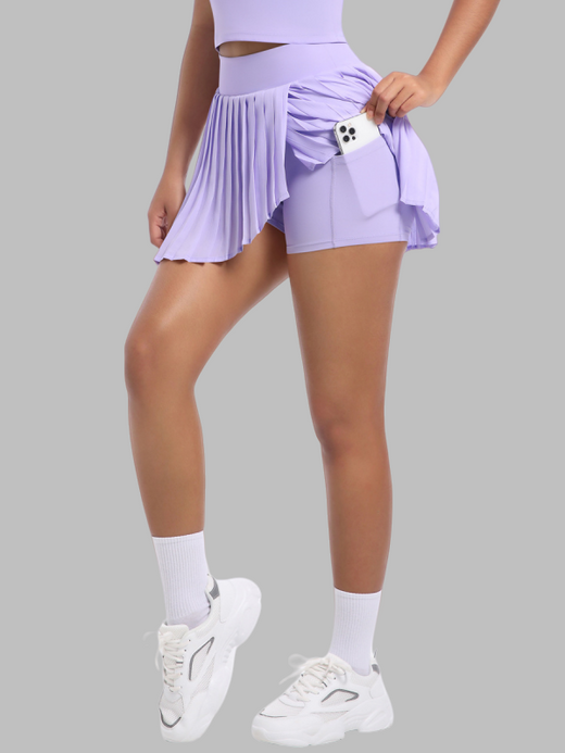 Flexvibe High-Waisted Pleated Yoga Tennis Skort | Anti-Chafe, Quick-Dry, 5 Colors, S–XL