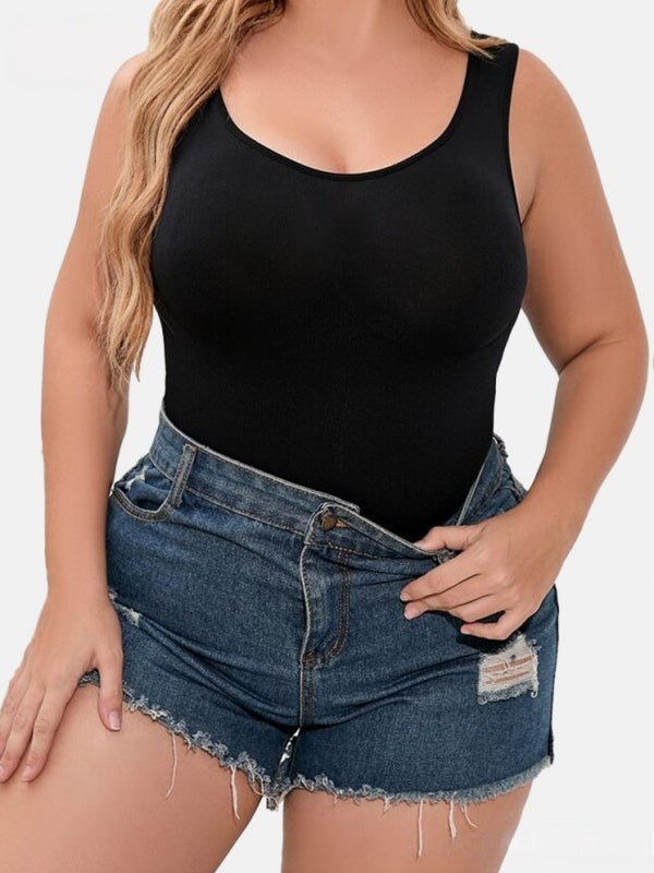 Flexvibe Snap Button Crotchless Bodysuit - Tummy Control Elastic Women’s Shapewear