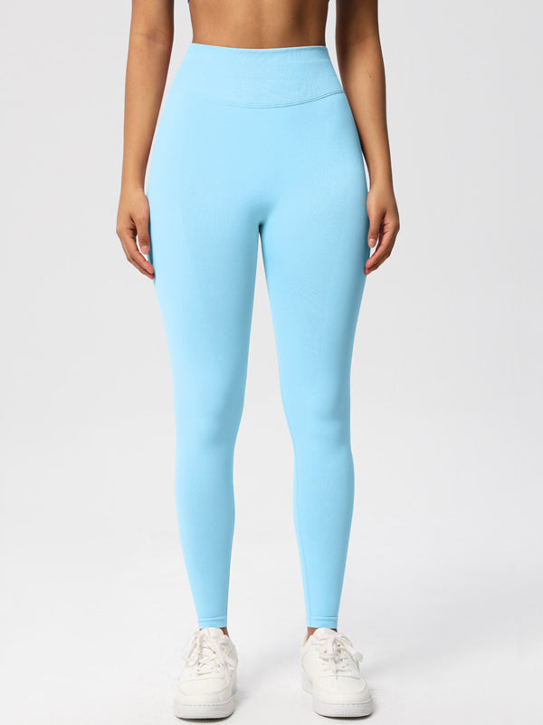 Flexvibe High Waisted Seamless Yoga Leggings - Solid Color Butt Lifting Tummy Control 4-Way Stretch