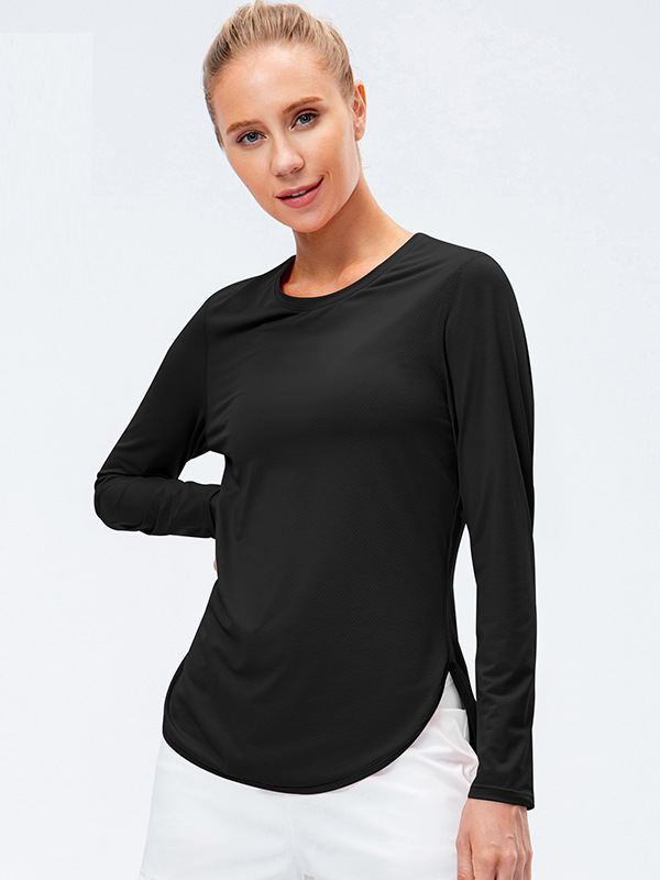 Flexvibe Loose Split Sleeve Yoga Top Thumb Hole UV Protection Quick Drying