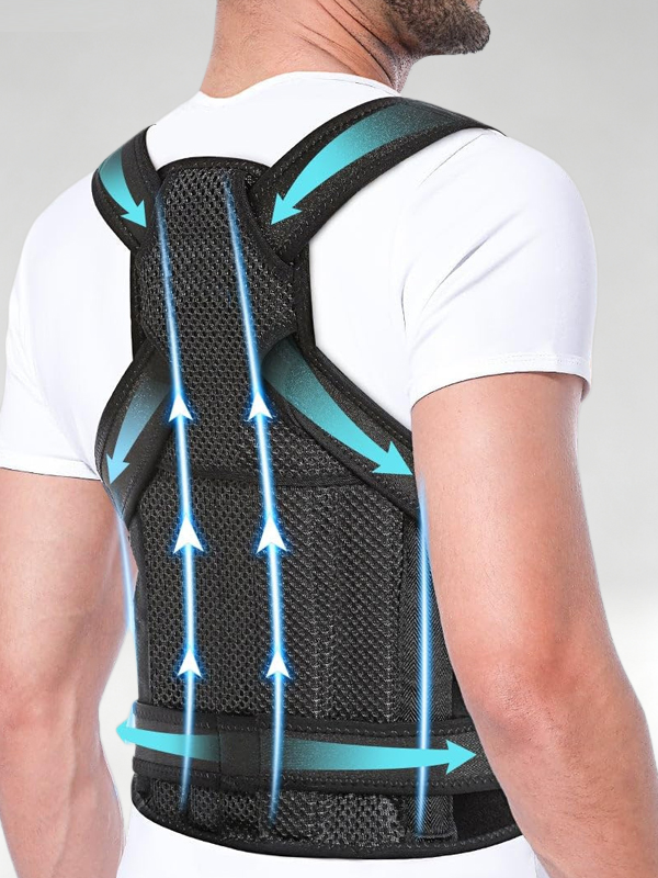 Flexvibe Adjustable Posture Corrector, Breathable Back Support for Spine & Shoulder Alignment