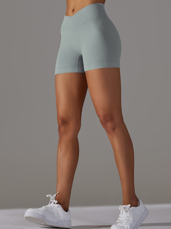 Flexvibe 3-Inch Knitted Yoga Shorts - Cross-Waist Butt Lifting Breathable Workout