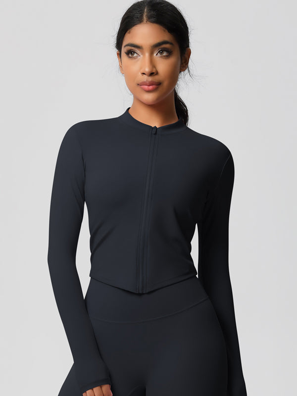 Flexvibe Women’s Fitness Yoga Jacket - Double-Sided Brushed Solid Color Lightweight