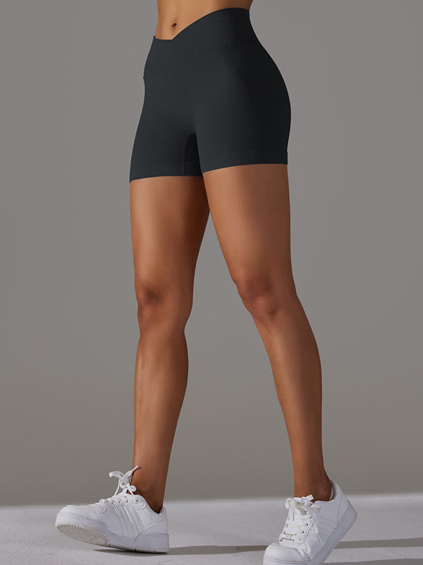 Flexvibe 3-Inch Knitted Yoga Shorts - Cross-Waist Butt Lifting Breathable Workout