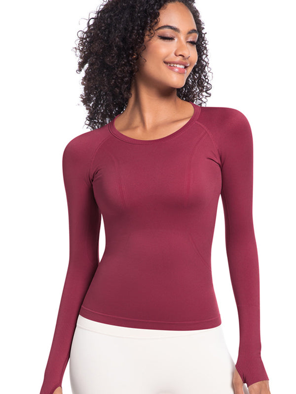 Flexvibe Seamless One-Piece Sports Top - Quick-Drying Slim-Fit Figure-Flattering Long Sleeve