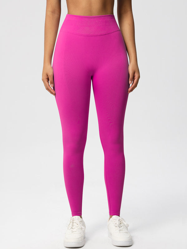 Flexvibe High Waisted Seamless Yoga Leggings - Solid Color Butt Lifting Tummy Control 4-Way Stretch