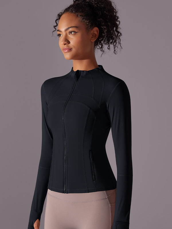 Flexvibe Stretchy Breathable Yoga Jacket - Stand-Up Collar Zipper Versatile Athletic Outerwear