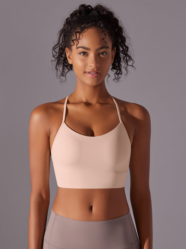 Flexvibe Double-Sided Brushed Yoga Bra Y-Back Fixed Cup Skin-Friendly