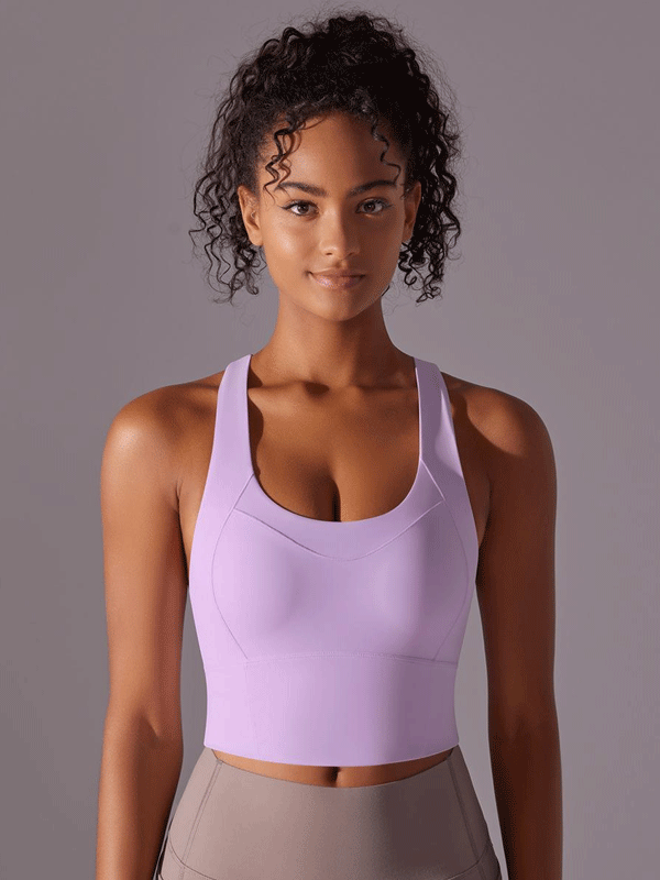 Flexvibe High Elastic Bare Feel Yoga Bra Seamless Crisscross Back Breathable