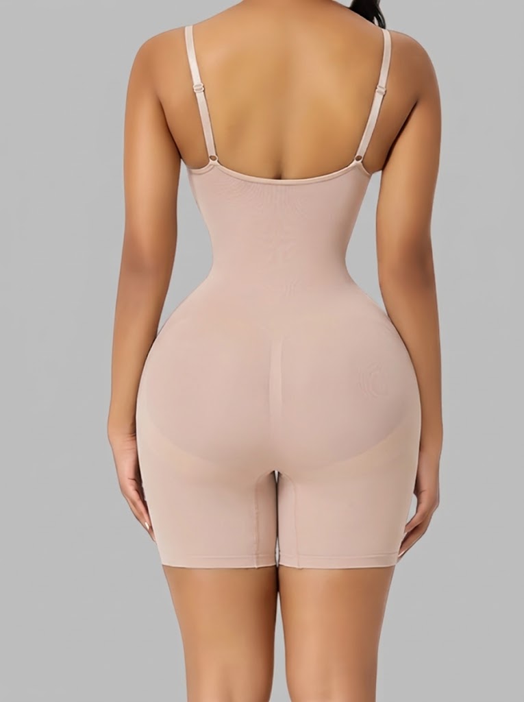 Flexvibe tummy control shapewear in Apricot, seamless main product image for yoga, gym, commute, and daily activewear