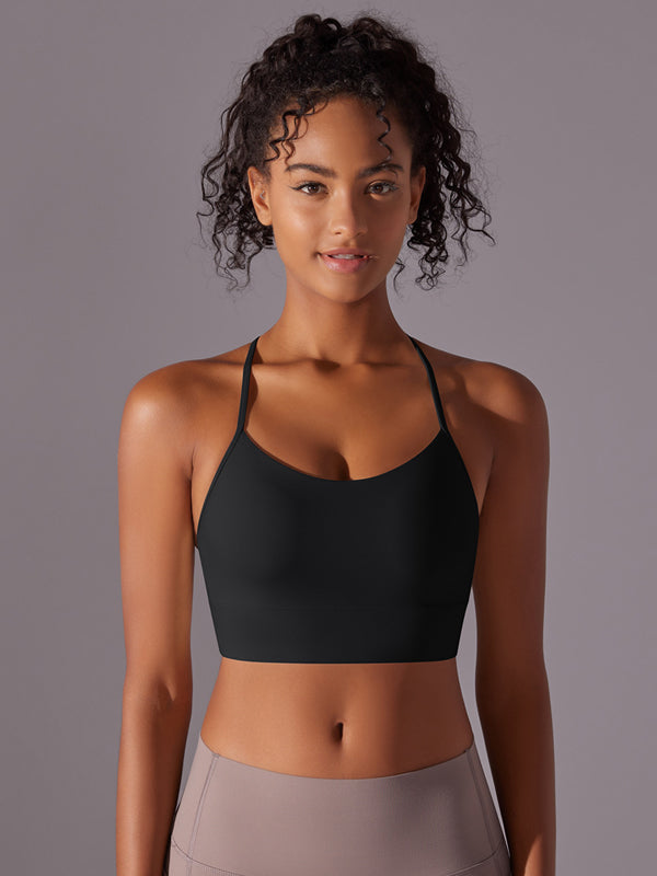 Flexvibe Double-Sided Brushed Yoga Bra Y-Back Fixed Cup Skin-Friendly