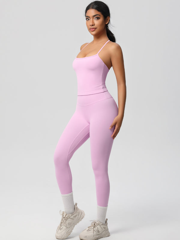 Flexvibe Stretchy High-Waisted Yoga Set - Double-Sided Brushed Versatile Athletic Wear