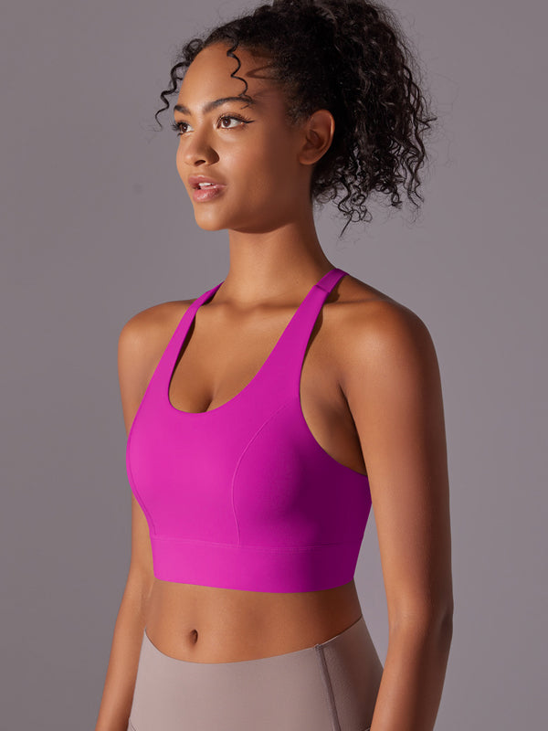 Flexvibe Seamless Bare Feel Sports Bra Racerback Fixed Pad Adjustable