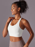 Flexvibe Seamless Bare Feel Sports Bra Racerback Fixed Pad Adjustable