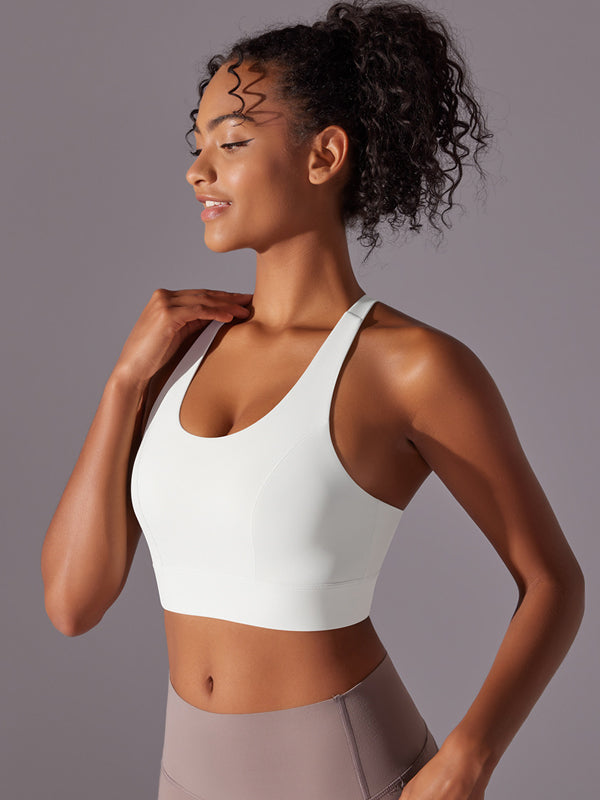 Flexvibe Seamless Bare Feel Sports Bra Racerback Fixed Pad Adjustable