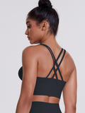 Flexvibe Brushed Cross Back Sports Bra High Support Breathable Removable Pads