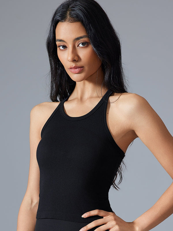 Flexvibe High Elasticity Seamless Racerback Tank Top - Breathable Moisture Wicking Sports Top