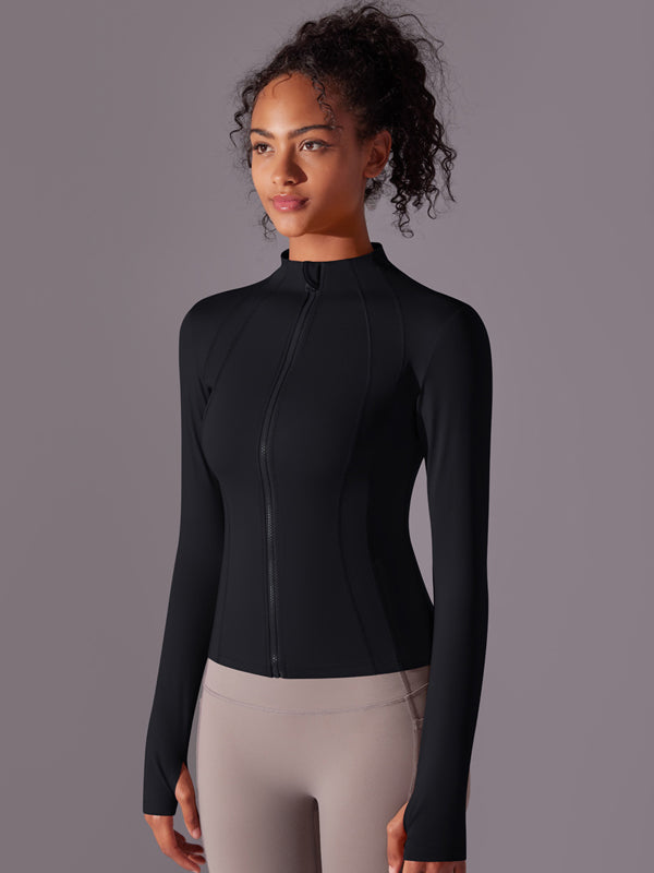 Flexvibe Stand-Up Collar Zipper Jacket - Long Sleeve Breathable Slim-Fit Versatile Outerwear