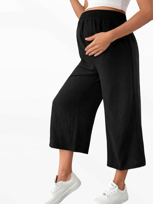 Flexvibe Maternity Wide-Leg Cropped Pants | Tummy Support, Drapey, Non-Constricting, S–XL