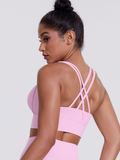 Flexvibe Brushed Cross Back Sports Bra High Support Breathable Removable Pads