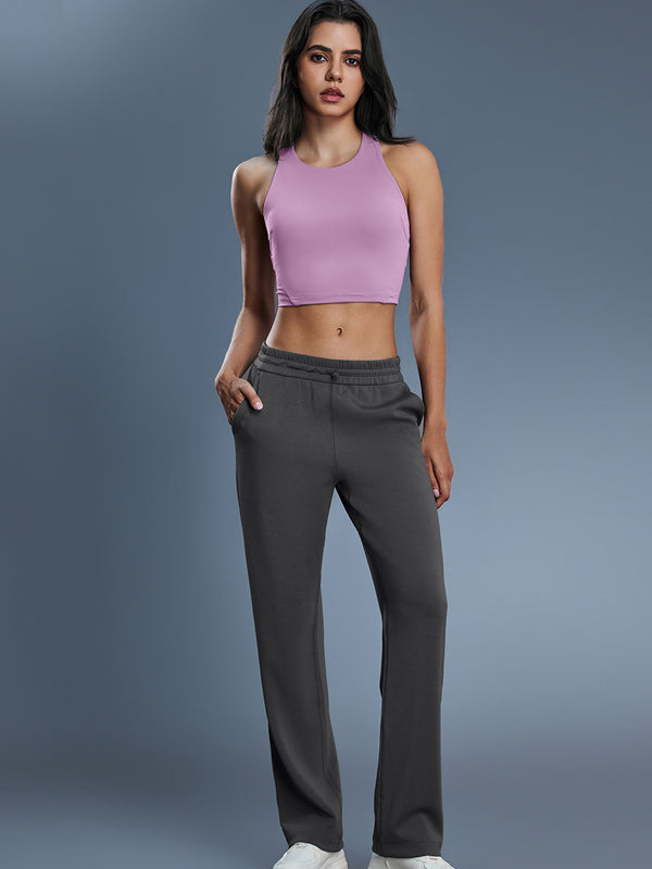 Flexvibe Barely-There Fitted Yoga Tank - Crew Neck Padded Cups High Elastic Moisture Wicking
