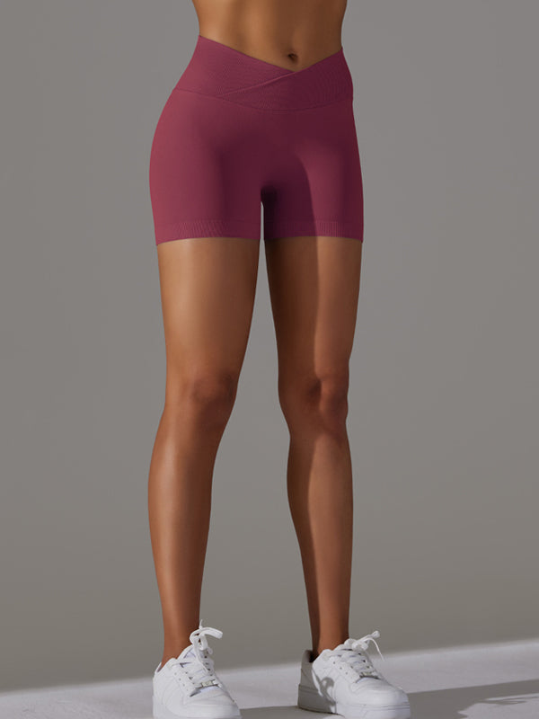 Flexvibe 3-Inch Knitted Yoga Shorts - Cross-Waist Butt Lifting Breathable Workout