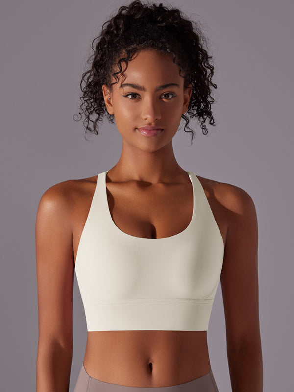 Flexvibe Double-Sided Brushed Sports Bra Cross Back Shockproof Fixed Pad