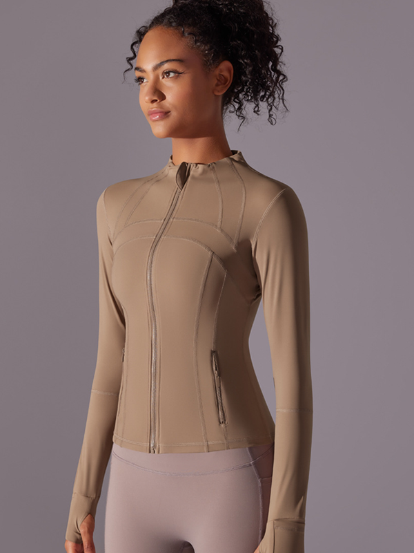Flexvibe Stretchy Breathable Yoga Jacket - Stand-Up Collar Zipper Versatile Athletic Outerwear