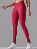 Flexvibe High Waisted Crisscross Waist Yoga Leggings - Seamless Knit Butt Lifting Solid Color