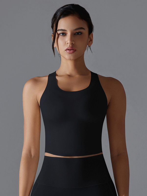 Flexvibe Color Block Seamless Sports Bra Mid-Length Shockproof Open Back