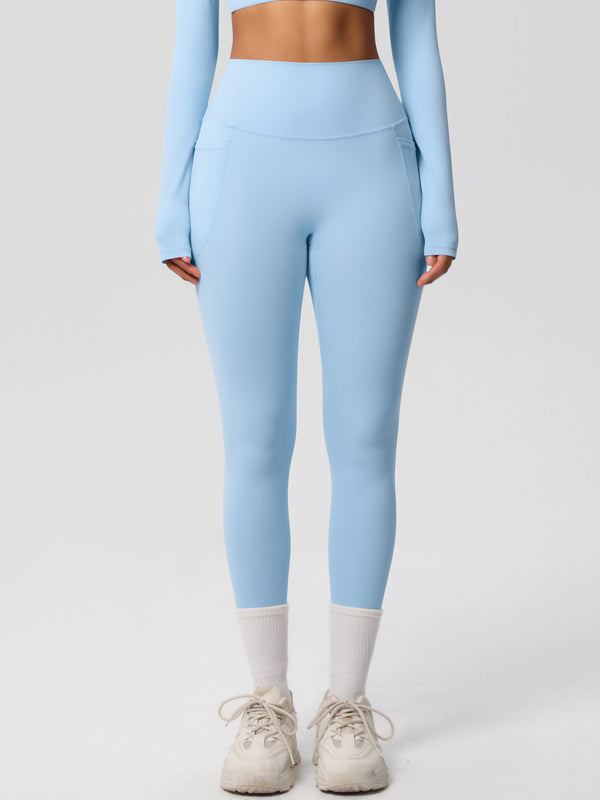 Flexvibe High Waisted Double-Sided Brushed Yoga Leggings - High Elastic Side Pockets Tummy Control