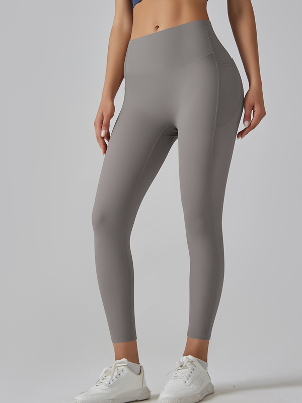 Flexvibe High Waisted Seamless Yoga Leggings - Barely There Side Pockets Butt Lifting Quick Dry
