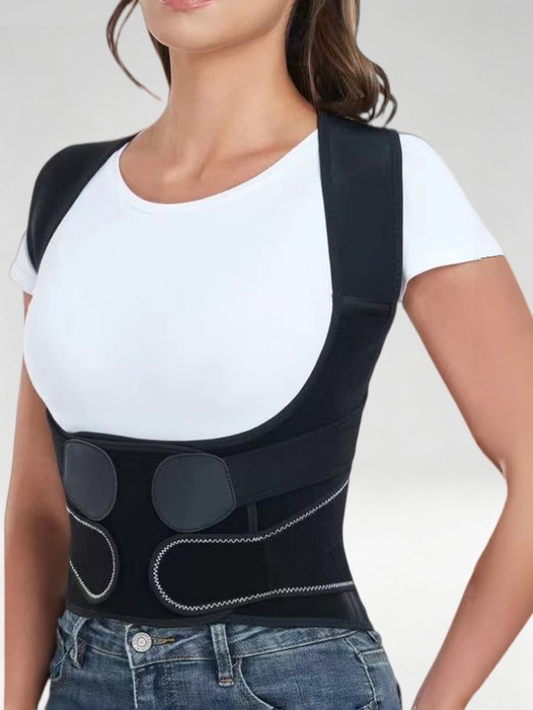 Flexvibe Adjustable Posture Support Back Brace in Black