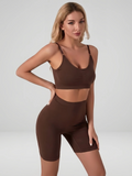 Flexvibe Spaghetti Strap Wireless 2-Piece Activewear Set | Push-Up, High-Waist, Tummy Control, S–3XL