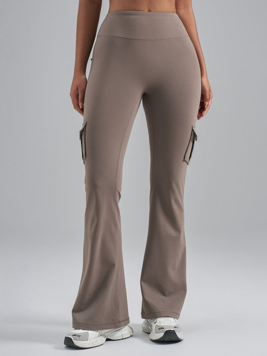 Flexvibe High-Waisted Cargo Flare Yoga Pants | Soft Brushed, Pockets, 3D Butt-Lift, 3 Colors, S–2XL